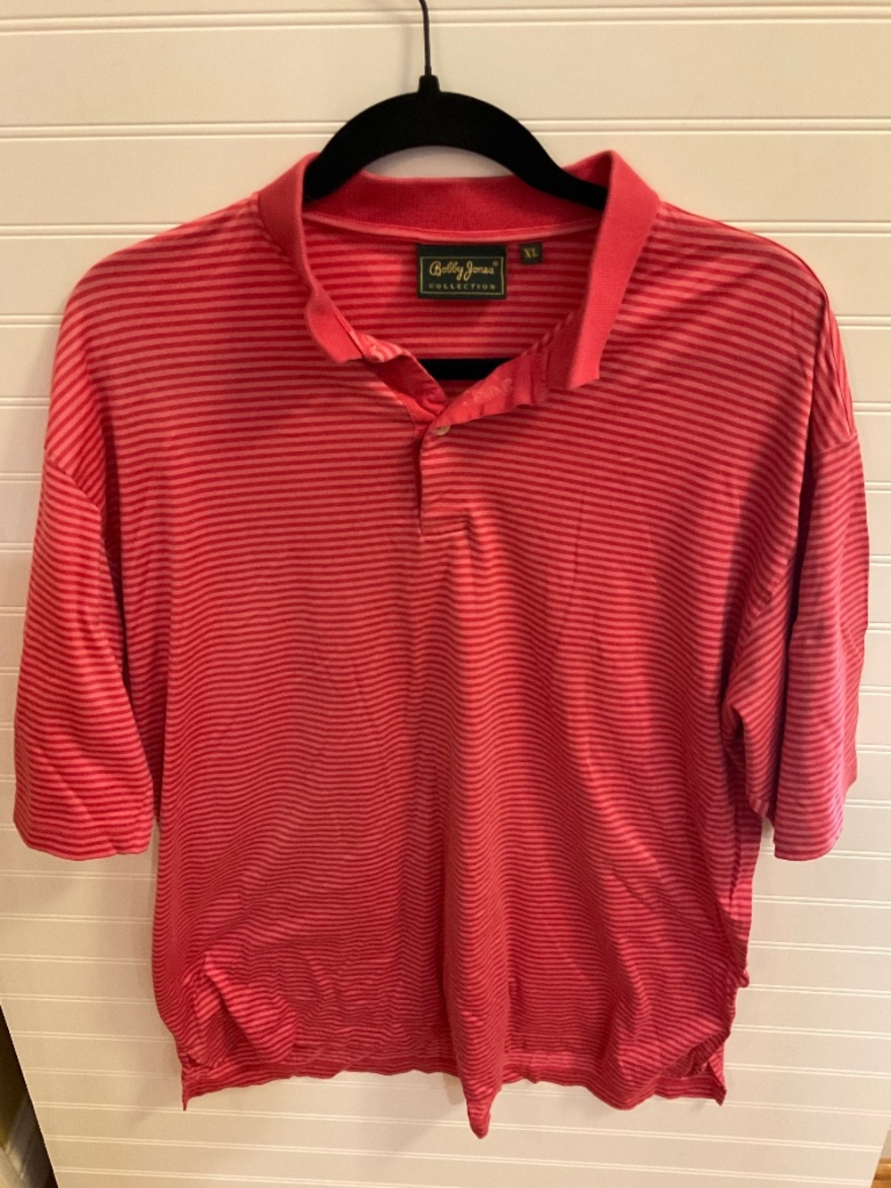Bobby Jones Collection Men’s XL Coral Red Striped Golf Polo Size: XL Pre Owned
